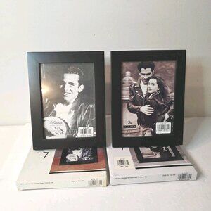 2 Vtg MALDEN Designs Solid Black Wood Free Standing Photo Picture Frames 5 x7